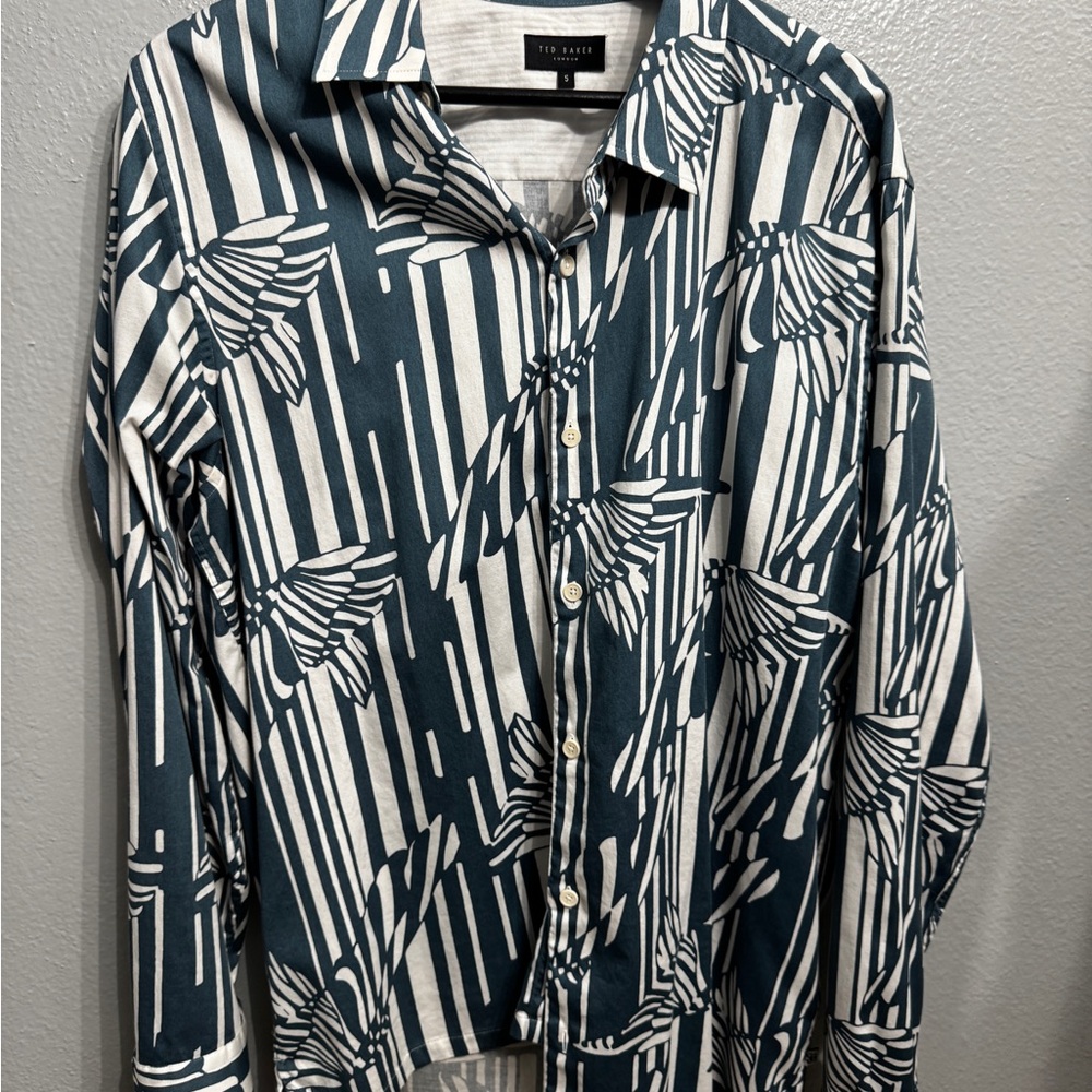 Ted Baker Teal and White Striped Shirt